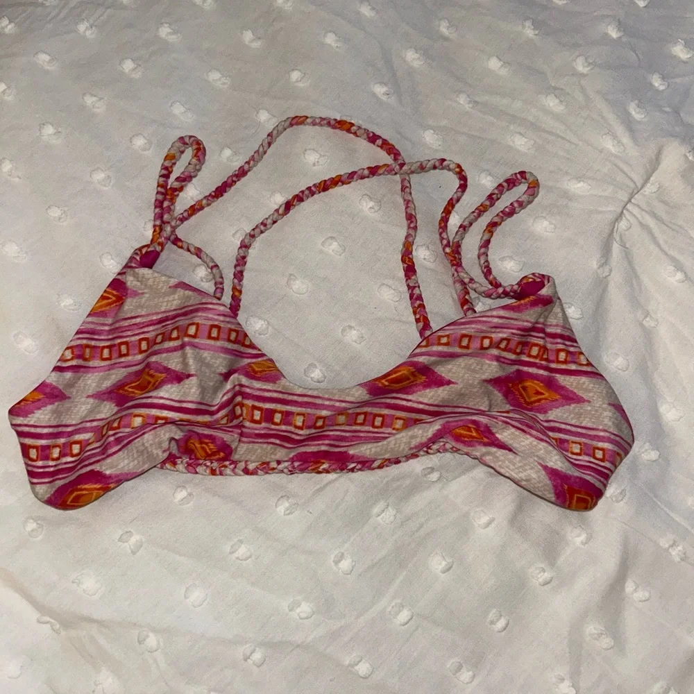 Frankie's Bikinis Pink and Orange Braided Bikini Top